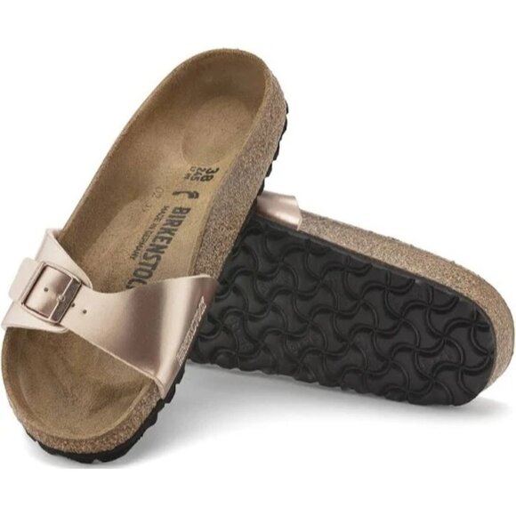 Birkenstock Madrid Birko-Flor Copper Metallic Leather Sandals 5 - Picture 2 of 8